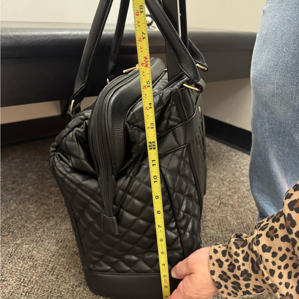 Quilted Black Rolling Laptop Tote - Picture 5 of 8